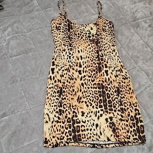 Bear Dance Tan and Brown Slip Mini Dress